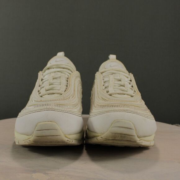 Nike Air Max 97 Womens 8 White Beige Leather Mesh Athletic Sneakers - Picture 3 of 11